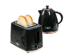 Juego Hervidor Tostadora 1.7l Multifunción Led Indicadores Negro