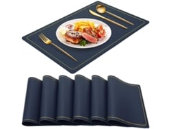 Rebe-tapetes De Mesa Azul Marino 6 Piezas De Cuero Pu Impermeable Lavable Para Fiesta Navidad Pascua Decoración Hogar