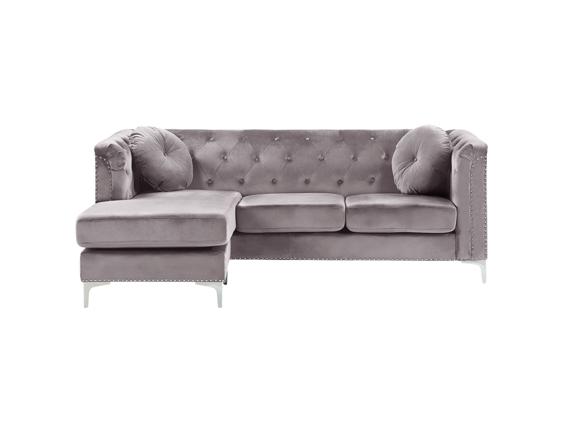 Sofá esquinero BELIANI Flen de Terciopelo Gris 212x145x77