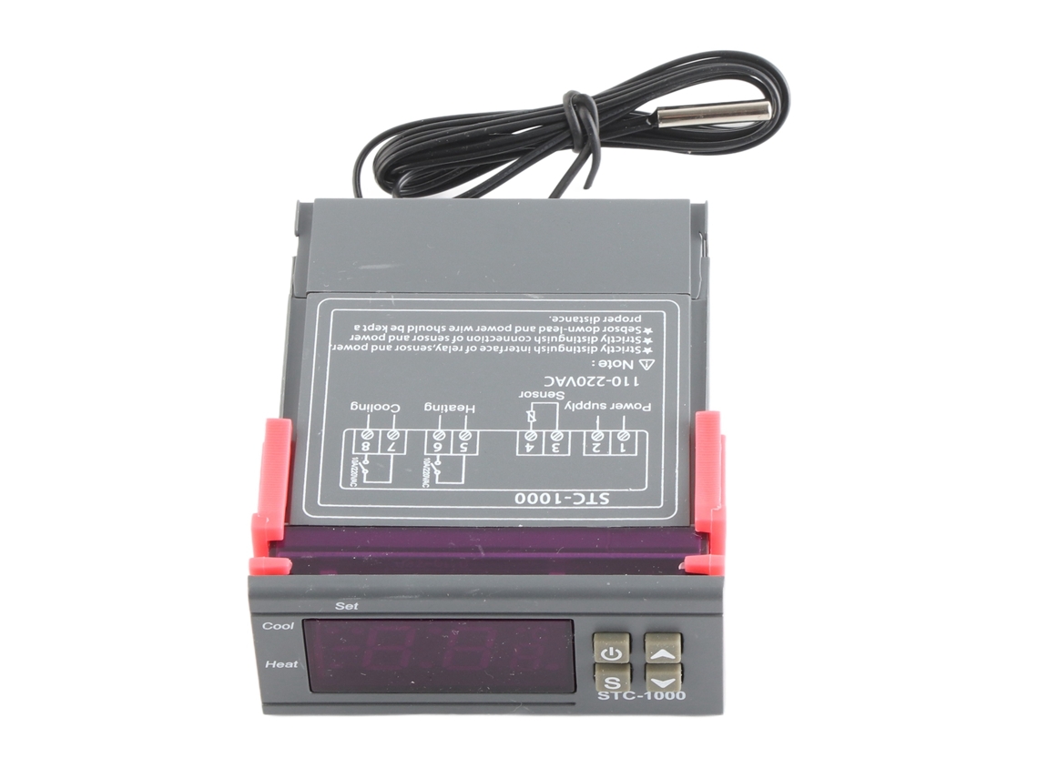 Controlador de temperatura digital STC-1000AC, termostato de refrigeración y calefacción con sensor NTC, 110-220 V