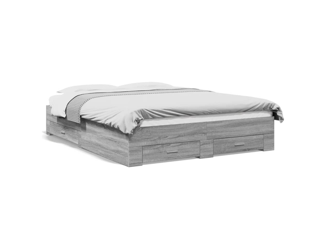 Maison Exclusive - Cama Con Cajones Madera Ingeniería Gris Sonoma 140x200 Cm