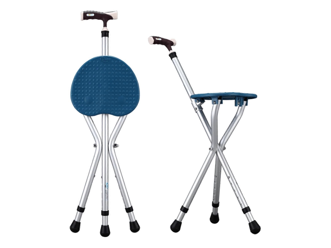Bastón plegable con asiento para adultos - Aluminio ligero, altura ajustable, portátil, soporte cómodo