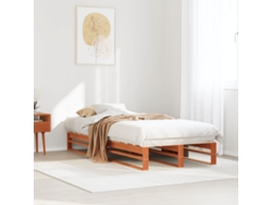 Estructura De Cama Sin Colchón Madera De Pino Marrón 90x200 Cm