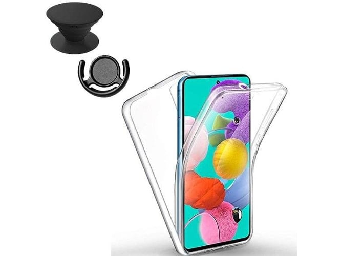 Kit Funda, 1 PopSocket y Soporte PopSocket Samsung Galaxy A71 Transparente
