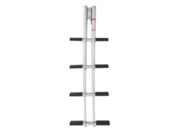 Escalera telescópica de 4 escalones, altura ajustable de 44 a 105 cm, capacidad de carga de 407 kg, color negro plateado.