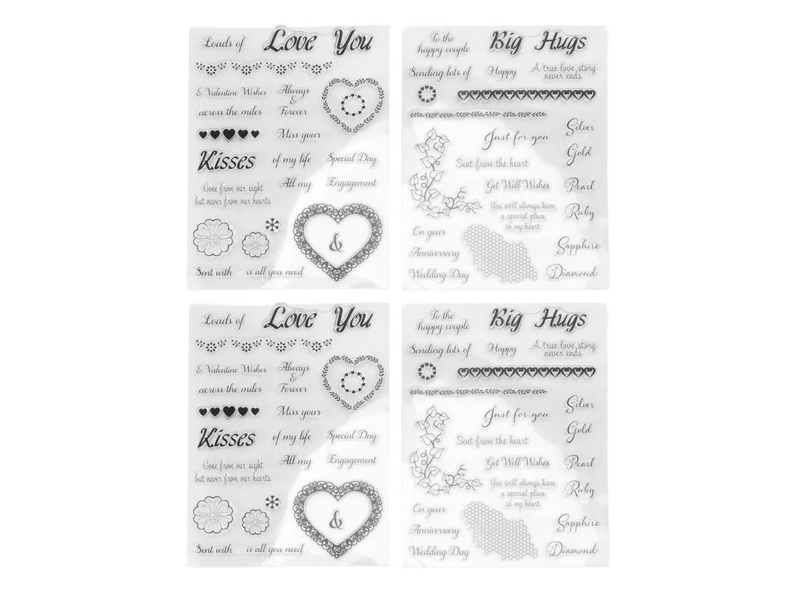 4 sellos transparentes reutilizables de estilo romántico para scrapbooking y tarjetas DIY