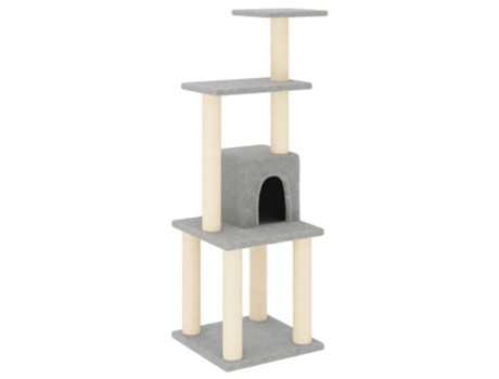 vidaXL Rascador para gatos con postes de sisal gris claro 105 cm