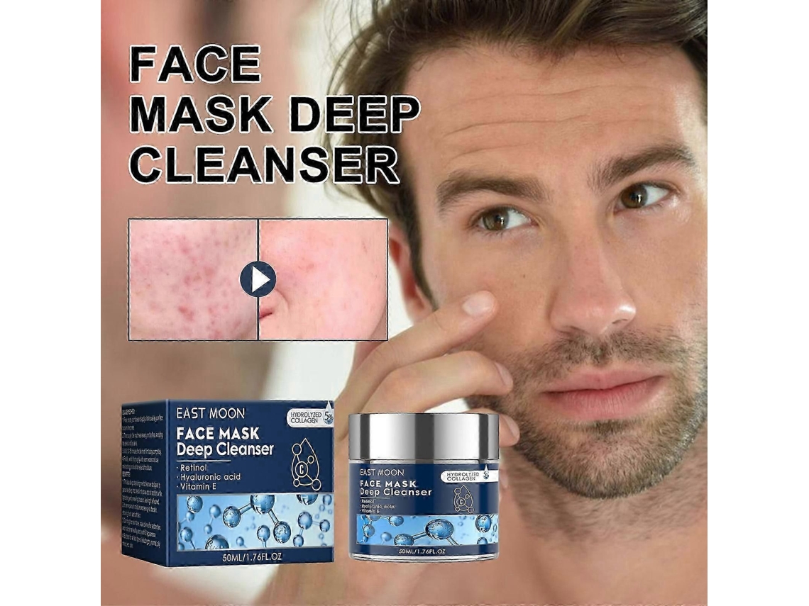 Mascarilla facial de limpieza profunda, mascarilla facial mineral del Mar Muerto para hombres, mascarilla facial limpiadora de poros para hombres, elimina