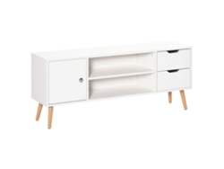 Mueble Para Tv De 50 Pulgadas, 2 Cajones, 2 Estantes, 120x28x44 Cm, Blanco.