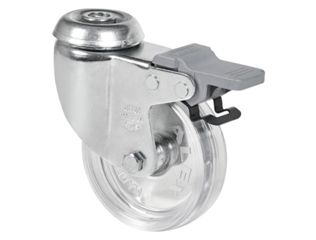 Rueda giratora aguj.m10 freno cromada 20bhdfd60-bpc policarbonato transp.liso ALEX