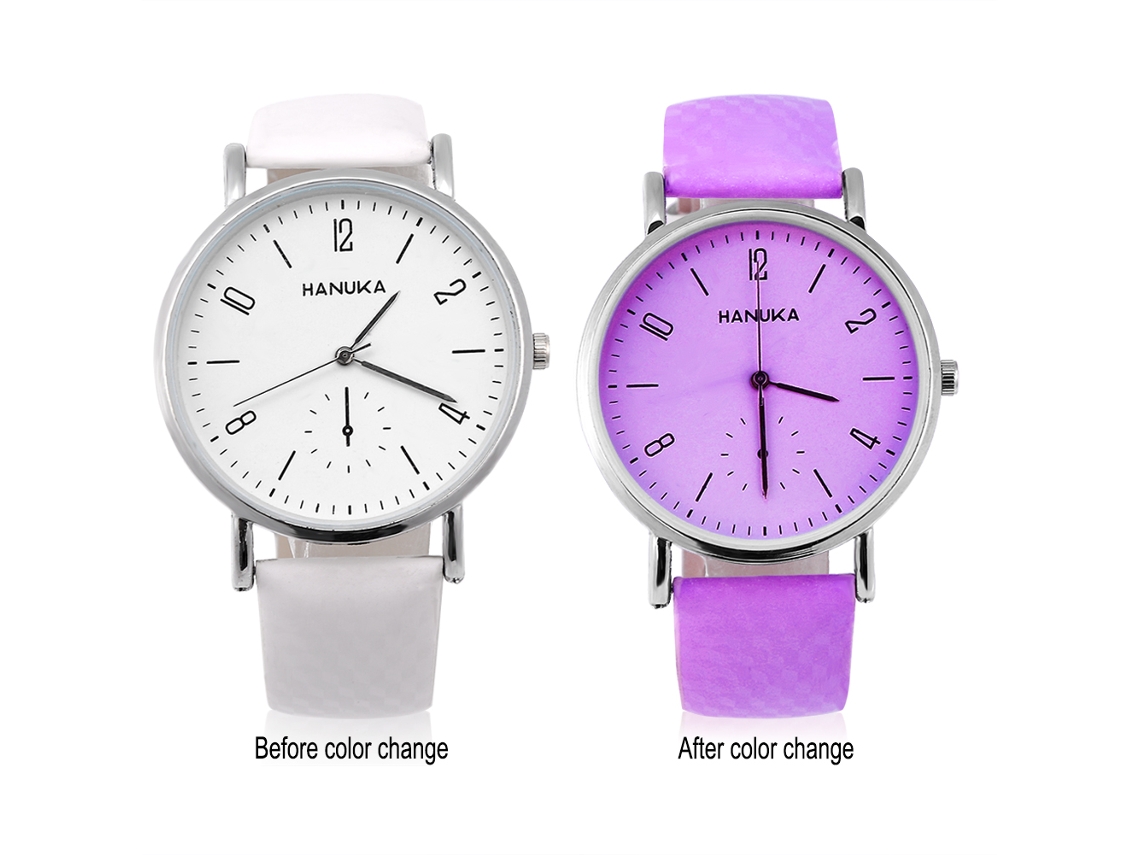 Reloj Analógico De Cuarzo Con Correa De Pu Rosa, Azul Cielo Y Morado Para La Muñeca.