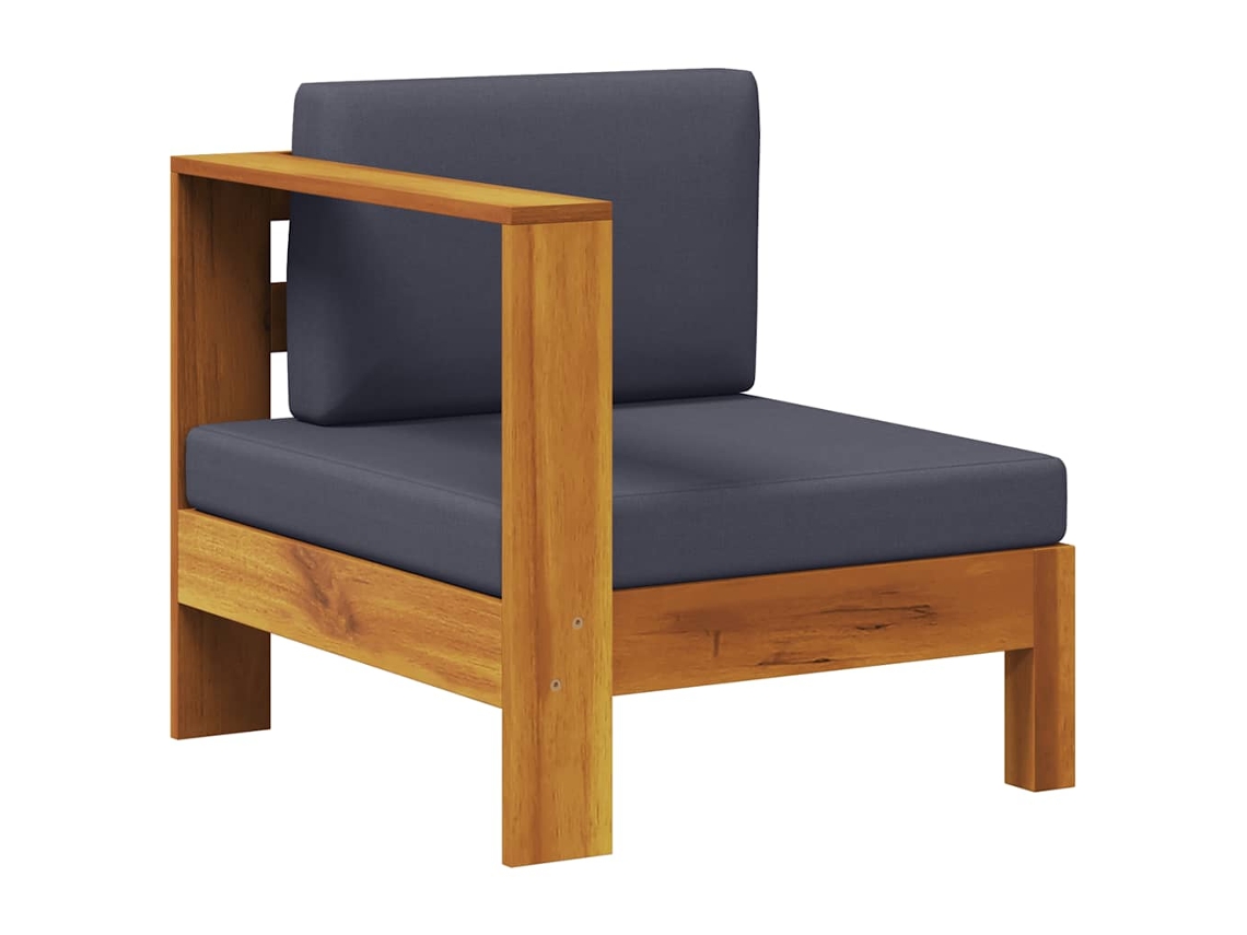 Maison Exclusive - Sofá Central Con 1 Reposabrazos Madera Acacia Gris Oscuro