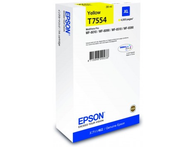 Cartucho de tinta original EPSON, T7554 39 ml , Amarillo, XL, C13T755440