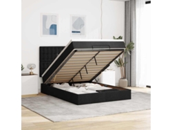 Estructura Cama Otomana Colchón Tela Negra 140x190 Cm