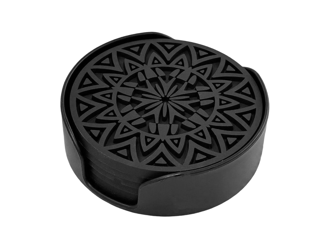 HYMNORA Posavasos de silicona [6 unidades] - Con soporte, para casa/oficina