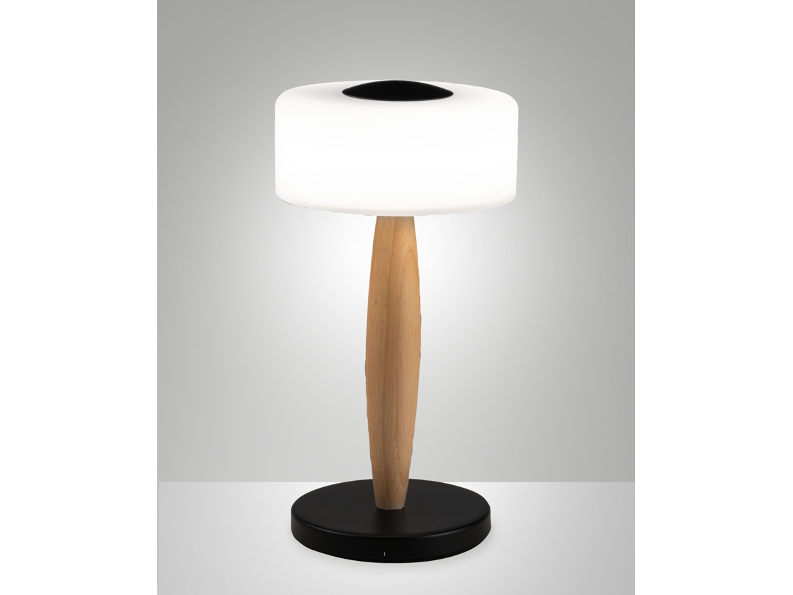 Lámpara De Mesa Led Elea 8w 860lm 3000k, Estructura De Metal, Madera Y Vidrio Soplado Con Ajuste Táctil De La Luz, Color Negro - Elea