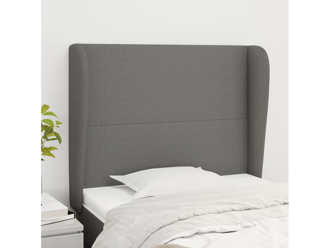 Cabecero Con Orejas De Tela Gris Oscuro 83x23x118/128 Cm