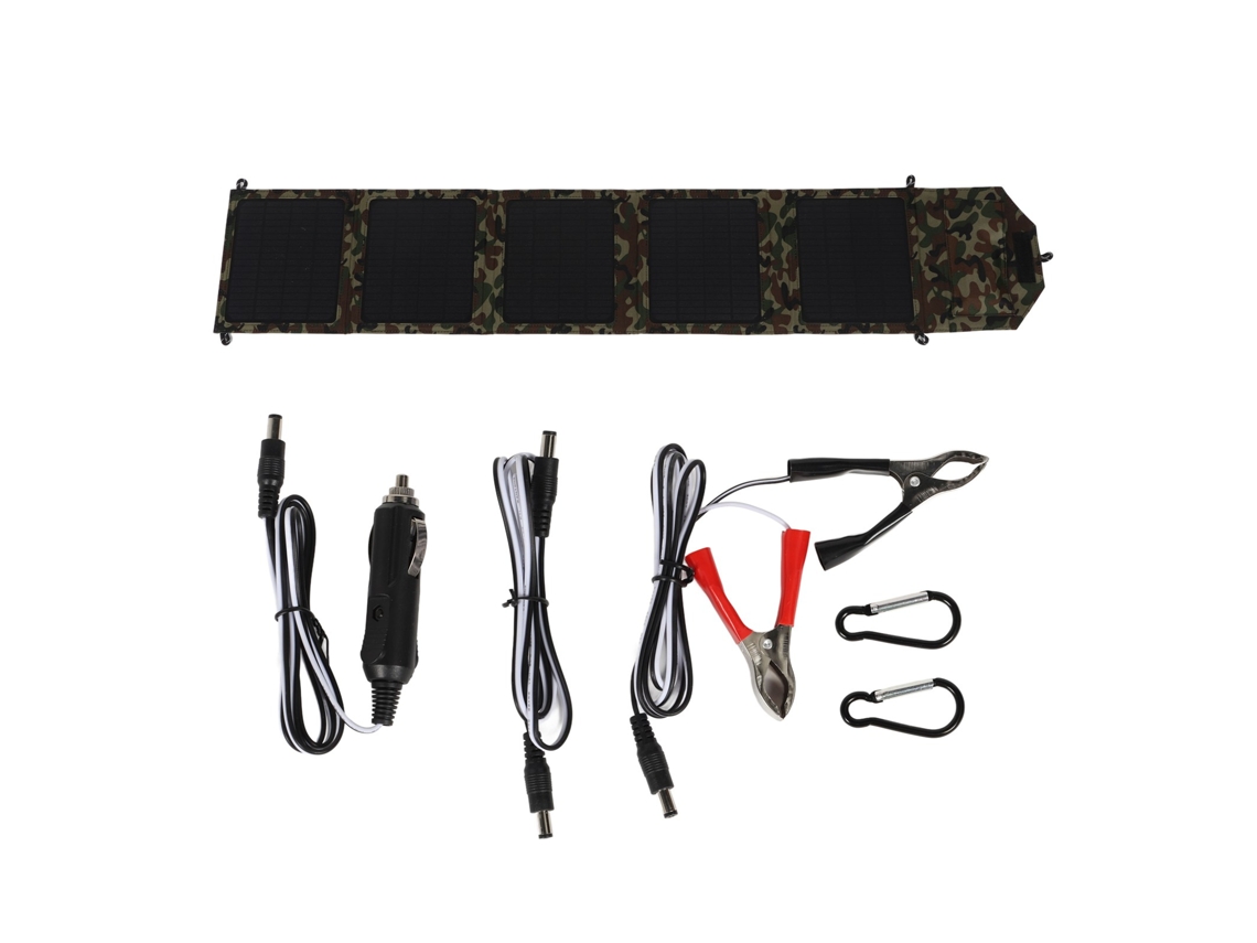 Cargador Solar Portátil Plegable De 50 W Con 2 Puertos Usb Para Camping, Senderismo Y Diseño De Camuflaje.