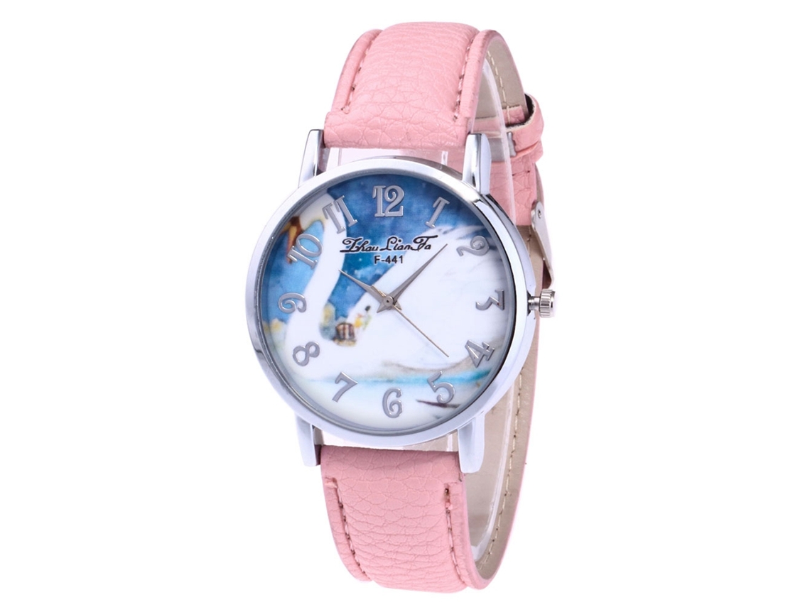 Reloj De Pulsera De Cuarzo Para Hombre Y Mujer Con Esfera Redonda Rosa