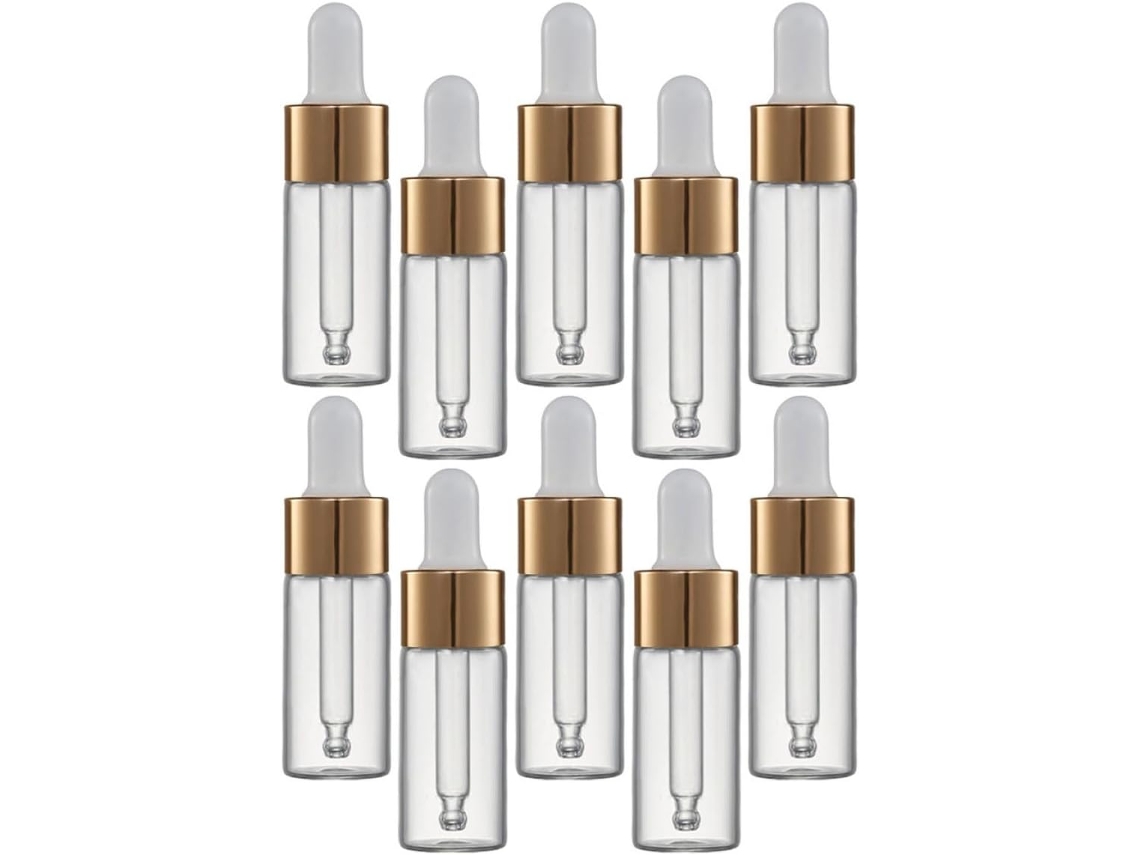 Lot De 10 Frascos Compte-gouttes Pour Huiles Essentielles Ml En Verre Transparent Bouchon Aluminium