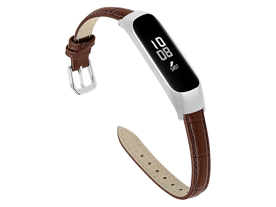 Correa de piel con textura de cocodrilo y marco de metal para bicicleta eléctrica Samsung Galaxy Fit E/sm R375 Ly