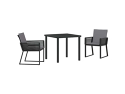 Conjunto de comedor de jardín de 3 piezas - Muebles de comedor de jardín de acero con recubrimiento de polvo negro HARLANV1
