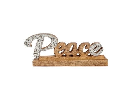 Figura Decorativa Peace Purpurina Madeira 6 X 13 X 31 cm