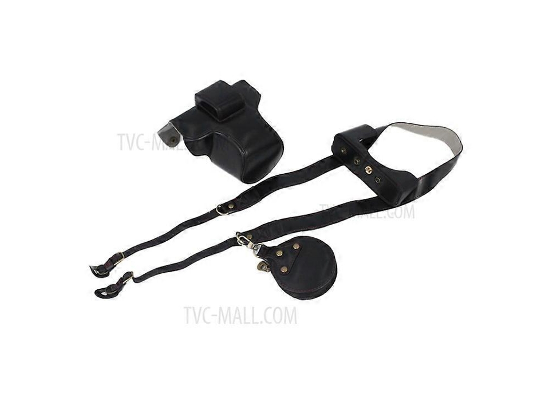 Bolsa de cámara de cuero sintético desmontable, funda protectora con ranura para batería, bolsa para lente y correa para el hombro, compatible con película de níquel-cadmio.
