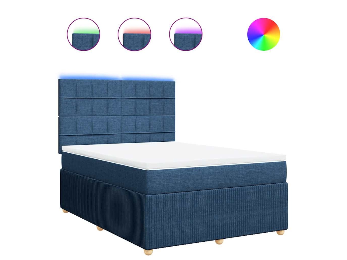 Maison Exclusive - Cama Box Spring Con Colchón Tela Azul 160x200 Cm