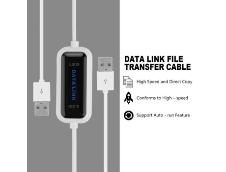 HURRISE Cable de transferencia USB enchufable Cable de transferencia de archivos para computadora portátil Enlace de datos en línea Cable de comput...