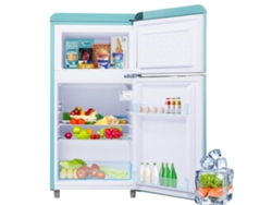Refrigerador estilo retro, capacidad de 72 litros, termostato con ajuste de temperatura, color cian, UE-B