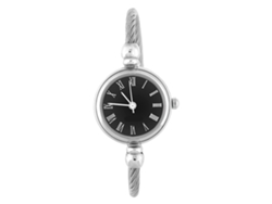 Reloj De Pulsera Analógico De Cuarzo Para Mujer Con Correa De Aleación Abierta, Números Romanos Y Esfera Negra.