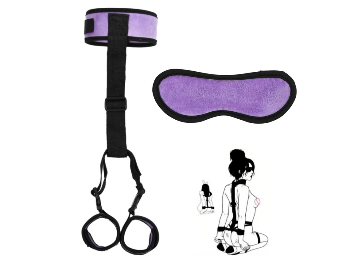 Conjunto De Ojos Tapados Y Grilletes Para Cuello Espalda Correa Ajustable Juguetes Sexuales Para Disfraces Y Cosplay