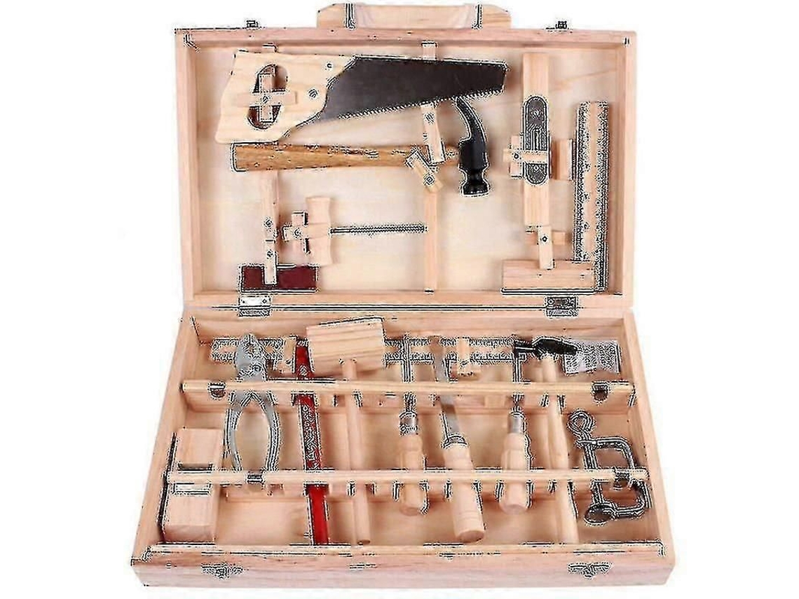 Juego De Herramientas Para Niños - Caja De Herramientas De Carpintero Con 16 Piezas - Herramientas Realistas - Montaje Y Desmontaje