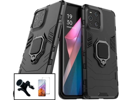 Carcasa, Protector y Soporte Auto Reforzado Oppo Find X3 Pro PHONECARE Military Defender Negro
