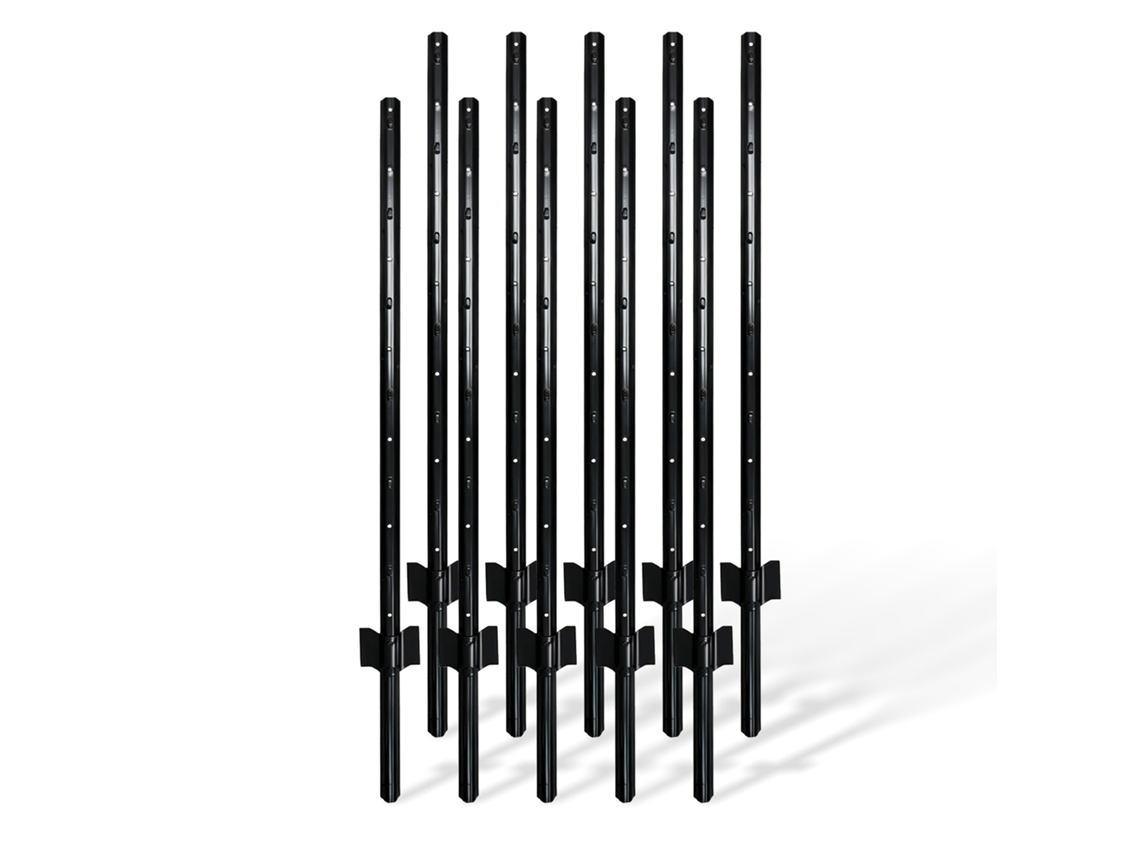 Relaxdays Postes Para Valla, Set De 10, Para Malla Metálica, Para Hincar, 90 Cm, Perfil En U, Jardín, Acero, Negro