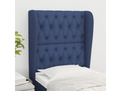 Cabecero Con Orejas De Tela Azul 83x23x118/128 Cm