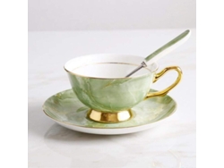 2026da-set De Tazas De Café Y Té De Porcelana Ósea Verde Oro, Cerámica Europea, Sin Plomo Ni Cadmio