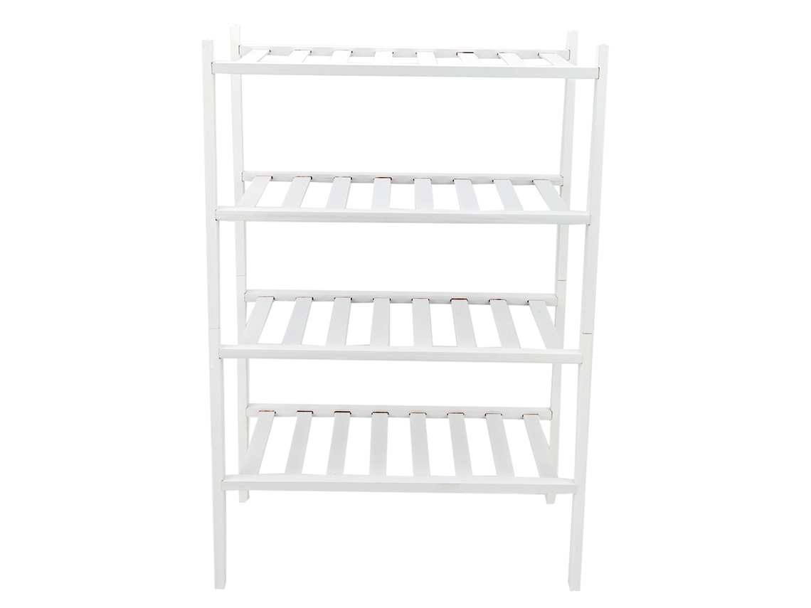 NEVEANCE Organizador de Zapatos de Bambú Blanco, Estante de 4 Niveles Apilable para Casa, Hotel y Dormitorio