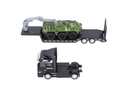 Camión Grúa Militar De Plataforma Con Vehículo Blindado Desmontable, Coleccionable, Verde, Para Niños.