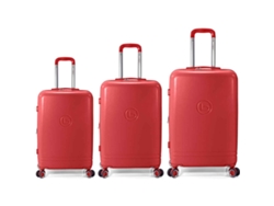 Juego de maletas Benzi Bz5827r, 3 piezas rígidas extensibles ABS, cabina 50 cm, mediana 60 cm, grande 70 cm, 4 ruedas dobles, color rojo