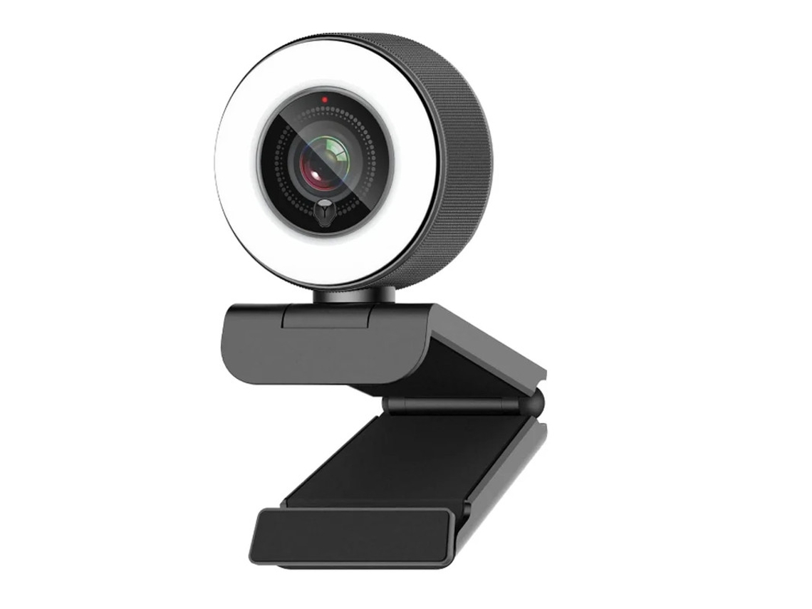 Cámara web Bestvite HD 1080P con anillo de luz, USB 967, enfoque automático, micrófono dual, color negro