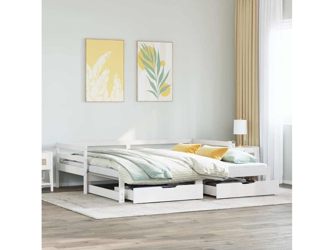 Sofá cama nido con cajones sin colchón blanco 80x200 cm