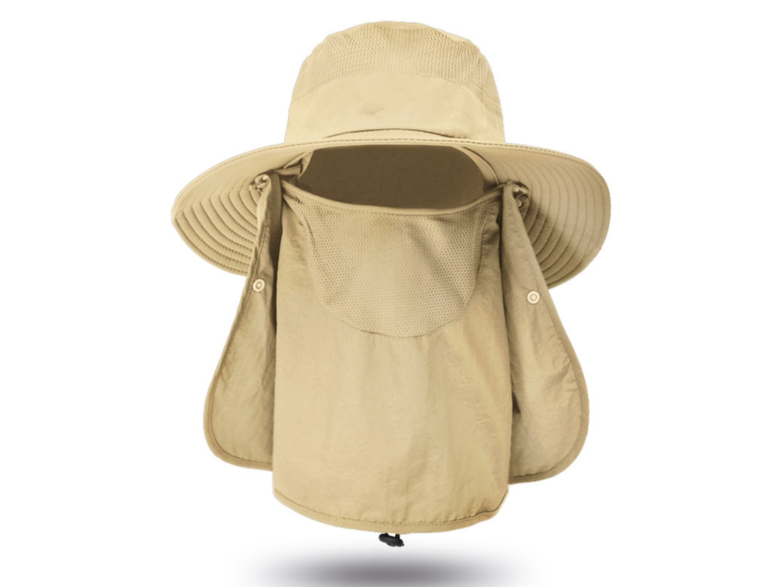 Gorra de pesca con ala ancha y protector facial desmontable para hombres y mujeres, protección solar, ideal para actividades al aire libre en verano.