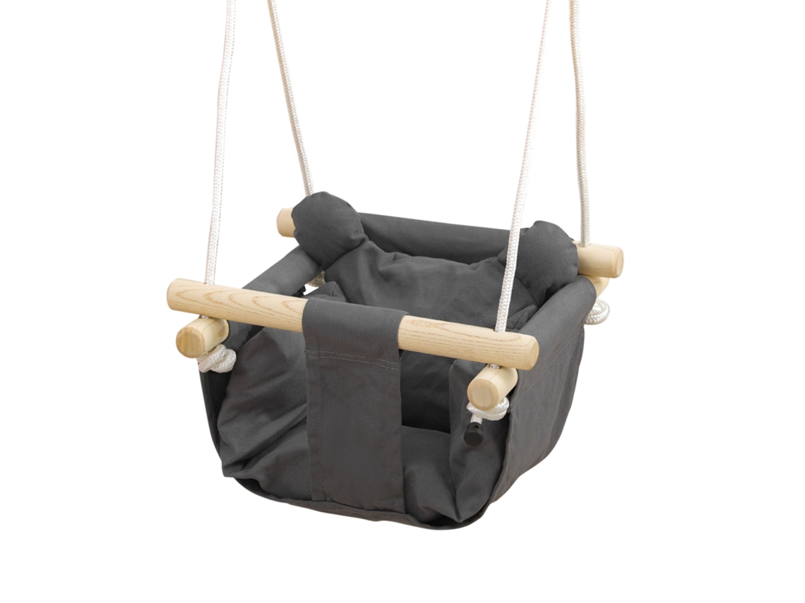 Columpio Para Bebé Con Altura Regulable, De 9 A 36 Meses, 40x40x110-180 Cm, Madera Gris.