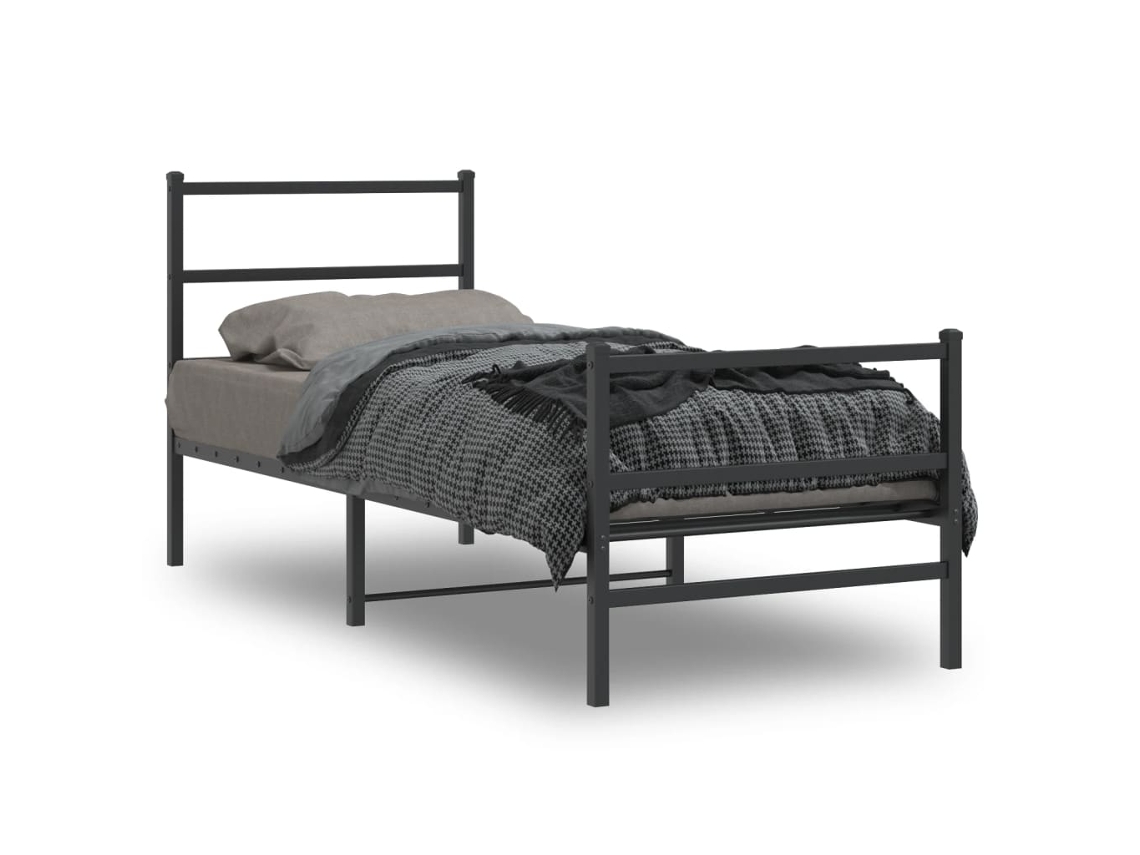 Estructura Cama Sin Colchón Con Estribo Metal Negro 80x200 Cm