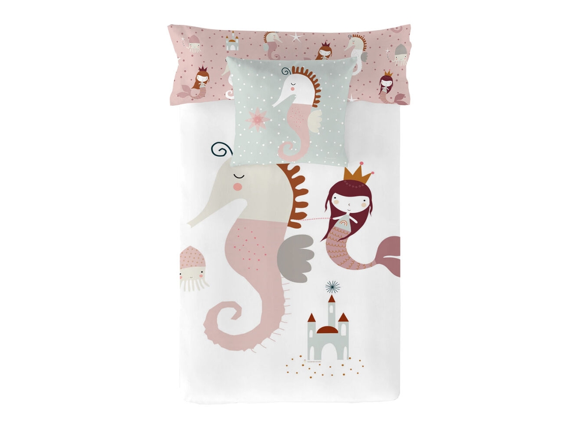 Funda de Edredón HACIENDO EL INDIO Seahorse Reversible (Algodón - 180 x 220 cm)