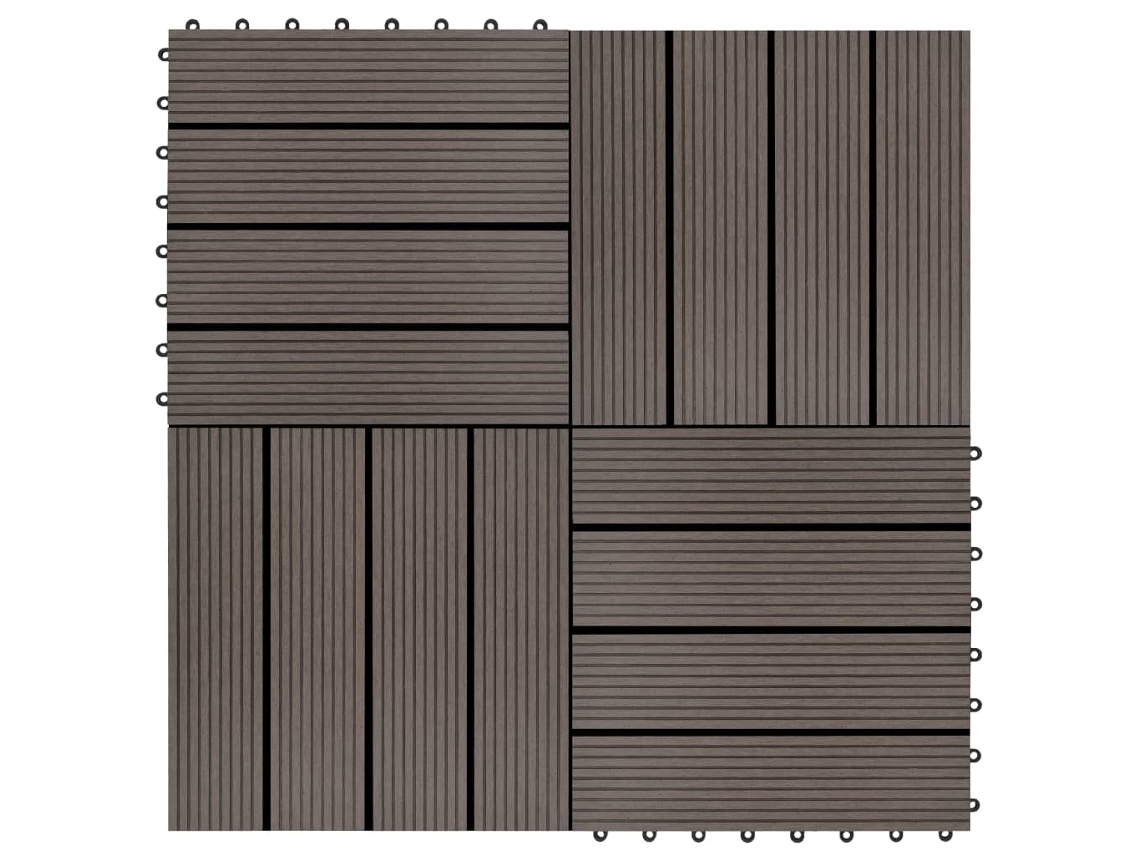 Baldosas De Porche De Wpc 30x30 Cm 1 M² Marrón Oscuro 11 Uds