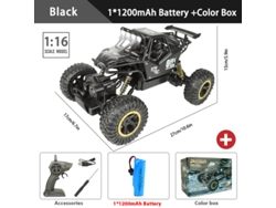 Coche RC 116/124 4WD con luz LED, buggy todoterreno, juguete para niños Aeuzwr