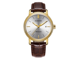 Reloj De Pulsera Mecánico Automático Para Hombre Ochstin, De Cuero Genuino, Plateado Y Blanco.